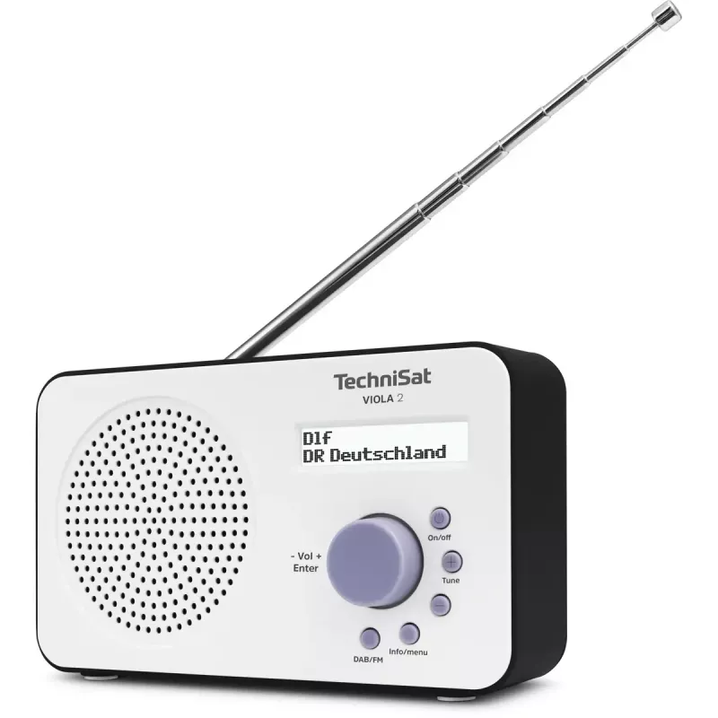 Tragbares Digitalradio TECHNISAT 0000/3906 — DAB/DAB+/FM, 1 W RMS, LCD, 3,5 mm, Weiß/Schwarz, 0,338 kg