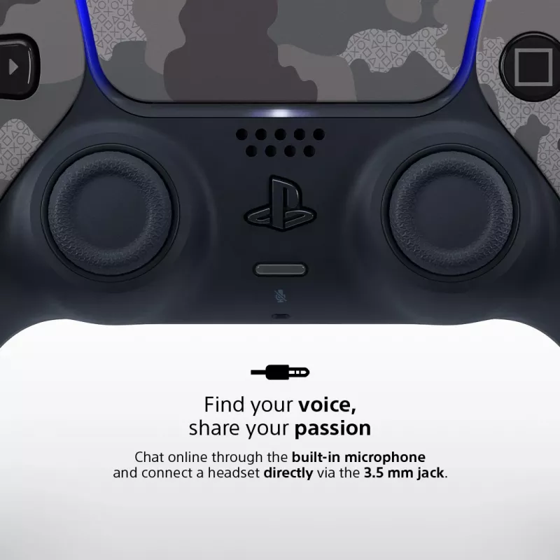 Gamepad Sony DualSense v3 Camouflage – Bluetooth/USB, PS5, eingebauter Akku, USB‑C, 160×106×66 mm