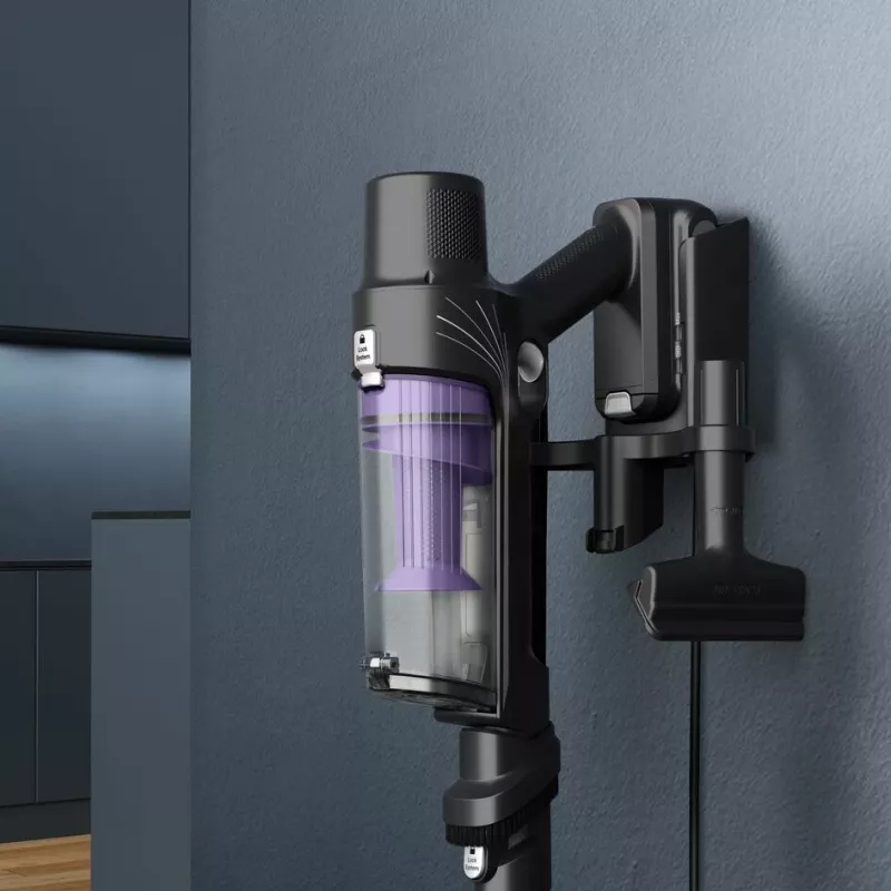 2-in-1-Stabstaubsauger Rowenta RH6A35 — kabellos, Lithium-Ionen, 140 W, beutellos, Zyklon-Technologie, lila/silber, LED-Bürste