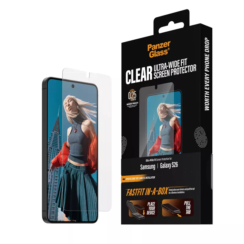 Bildschirmschutz PanzerGlass für Samsung New Galaxy S 2026 — Ultra-Wide Fit, PET+Silikon, FASTFIT