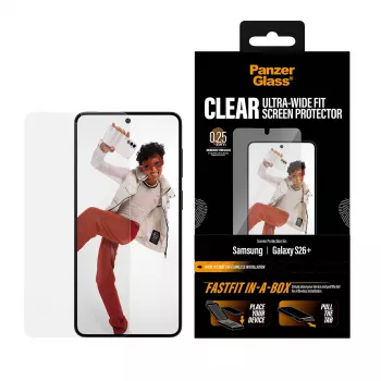 Displayschutzfolie PanzerGlass für Samsung New Galaxy S 2026 Plus — Ultra‑Wide Fit, PET+Silicone, FASTFIT