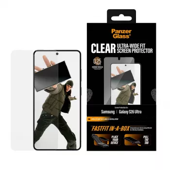 Bildschirmschutz PanzerGlass für Samsung New Galaxy S2026 Ultra — Ultra-Weitwinkel-PET-Folie, FASTFIT, transparent