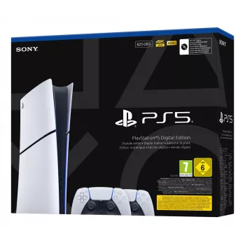 Spielekonsole Sony PlayStation 5 schlank Digital 825 GB SSD, Wi‑Fi, Bluetooth, HDMI 2.1, Weiß/Schwarz