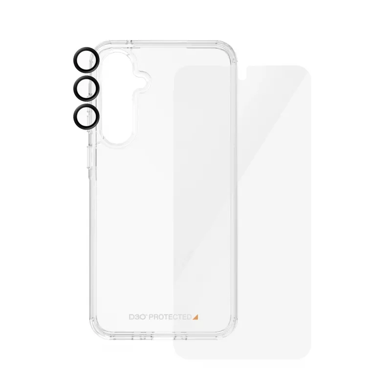 Bildschirmschutz-Set PanzerGlass 3-in-1 für Samsung Galaxy A55 5G – Ultra-Wide Fit, EasyAligner, gehärtetes Glas/PET
