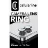 Cellularline Kamera-Linsenring - iPhone 16/16 Plus Gehärtetes Glas für Kamerataschutz