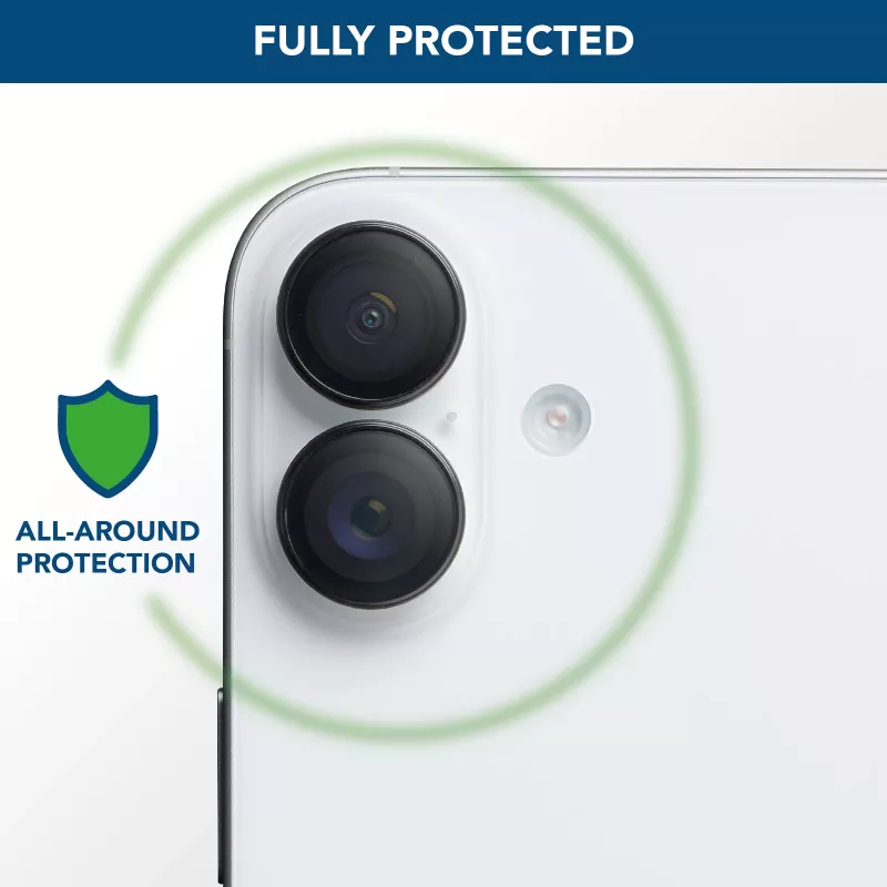 Cellularline Kamera-Linsenring - iPhone 16/16 Plus Gehärtetes Glas für Kamerataschutz