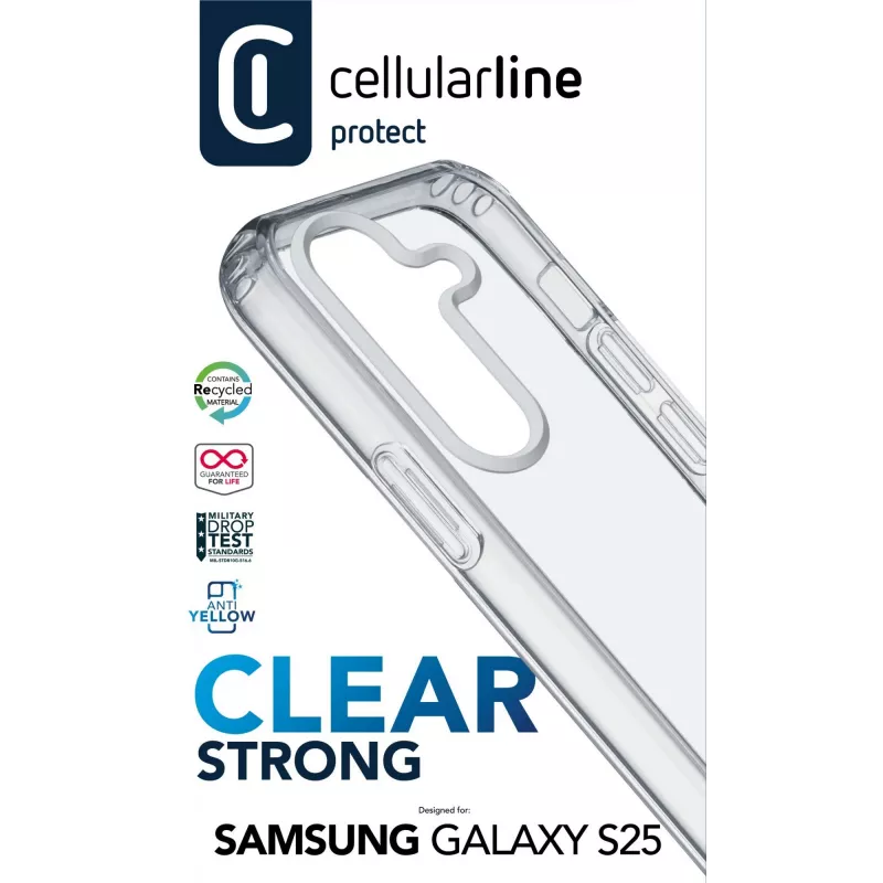 Cellularline Clear Protect - Galaxy S25 Hartschale mit Gummirändern