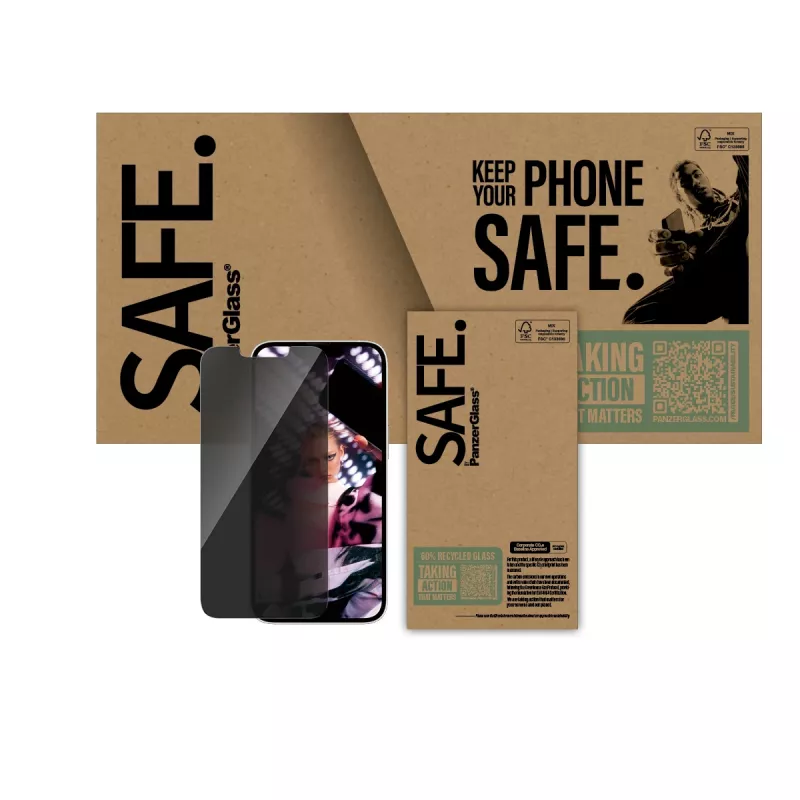 PanzerGlass SAFE. by ® Privacy Screen Protector iPhone 17e | 16e | 14 | 13 | 13 Pro | Ultra-Wide Fit