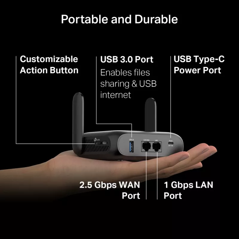 TP-Link BE3600 Wi-Fi 7 Wireless Router 2.5 Gigabit Ethernet Dual-Band (2,4 GHz / 5 GHz) Schwarz