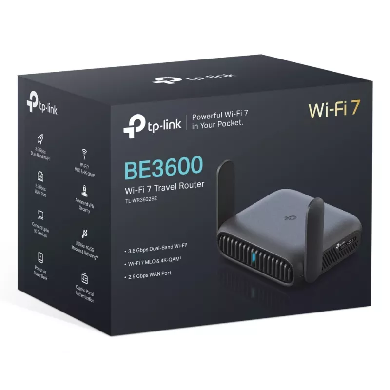 TP-Link BE3600 Wi-Fi 7 Wireless Router 2.5 Gigabit Ethernet Dual-Band (2,4 GHz / 5 GHz) Schwarz