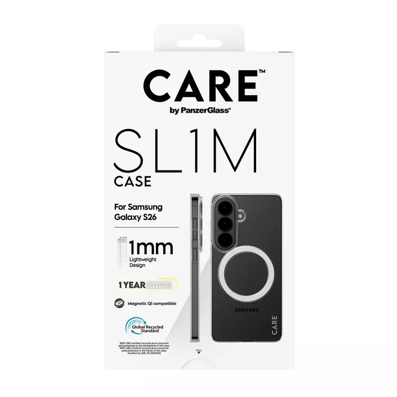 PanzerGlass CARE™ SL1M Transparente Schutzhülle mit Qi für Samsung Galaxy S26, passend für Bildschirme bis zu 16 cm (6,3 Zoll)