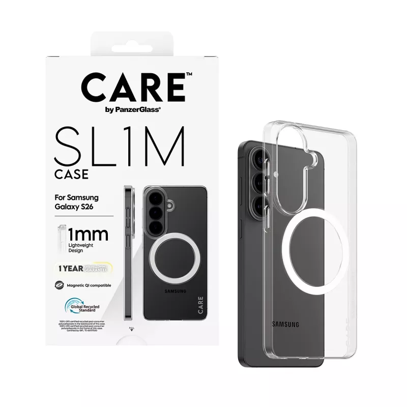 PanzerGlass CARE™ SL1M Transparente Schutzhülle mit Qi für Samsung Galaxy S26, passend für Bildschirme bis zu 16 cm (6,3 Zoll)