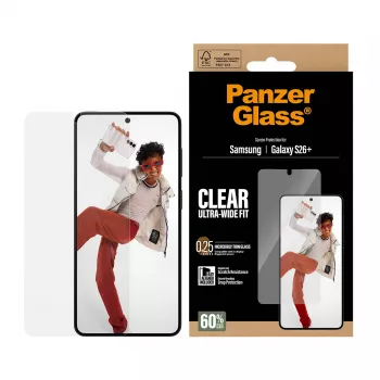Gehärteter Displayschutz PanzerGlass für Samsung Galaxy S26+ – U-Wide Fit mit EasyAligner