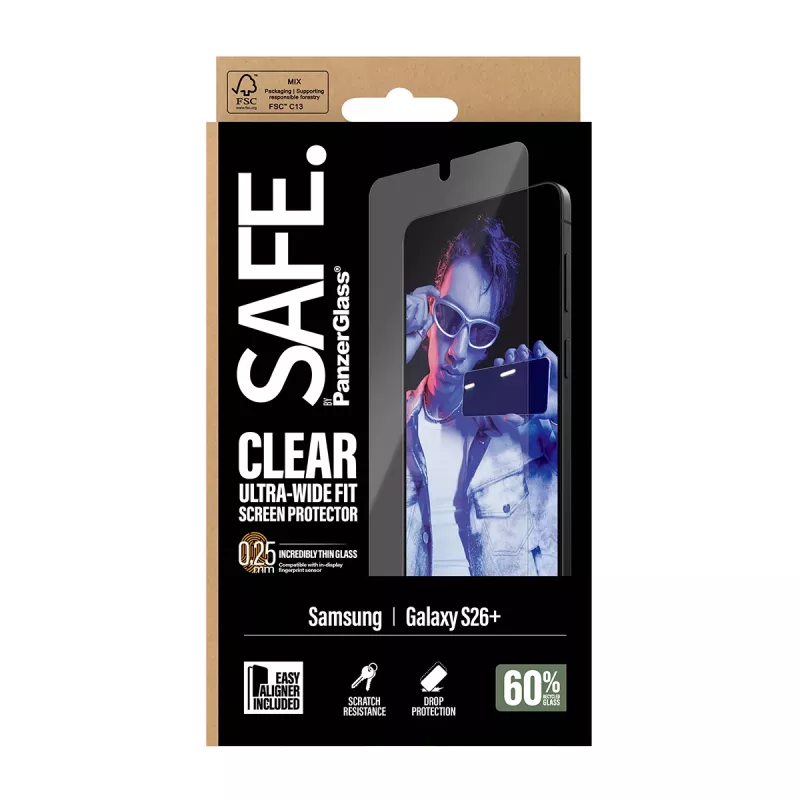 PanzerGlass SAFE. by ® Displayschutzfolie Samsung New Galaxy S 2026 Plus | Ultra-Weit-Passform mit EasyAligner