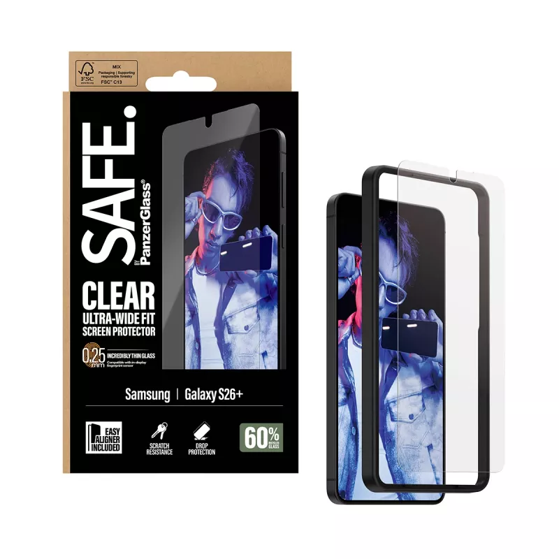 PanzerGlass SAFE. by ® Displayschutzfolie Samsung New Galaxy S 2026 Plus | Ultra-Weit-Passform mit EasyAligner