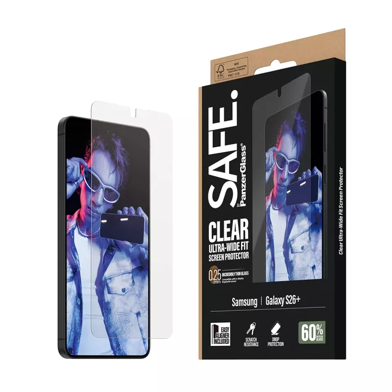 PanzerGlass SAFE. by ® Displayschutzfolie Samsung New Galaxy S 2026 Plus | Ultra-Weit-Passform mit EasyAligner