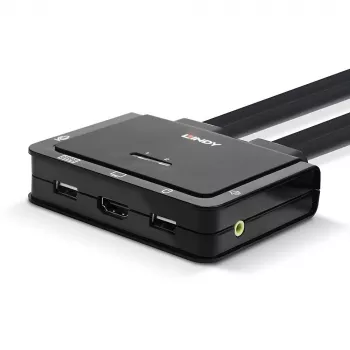 Lindy 2 Port HDMI 18G, USB Typ C, USB 2.0 und Audio Kabel KVM-Switch