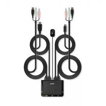 Lindy 2 Port HDMI 18G, USB Typ C, USB 2.0 und Audio Kabel KVM-Switch