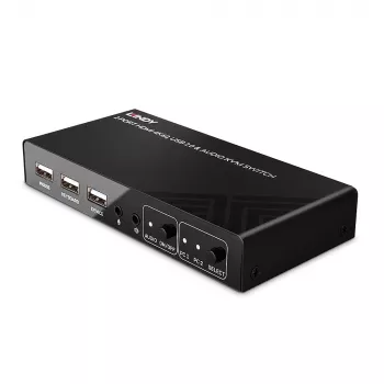Lindy 2 Port HDMI 4K60, USB 2.0 und Audio KVM Switch, 4096 x 2160 Pixel, 4K Ultra HD, Schwarz