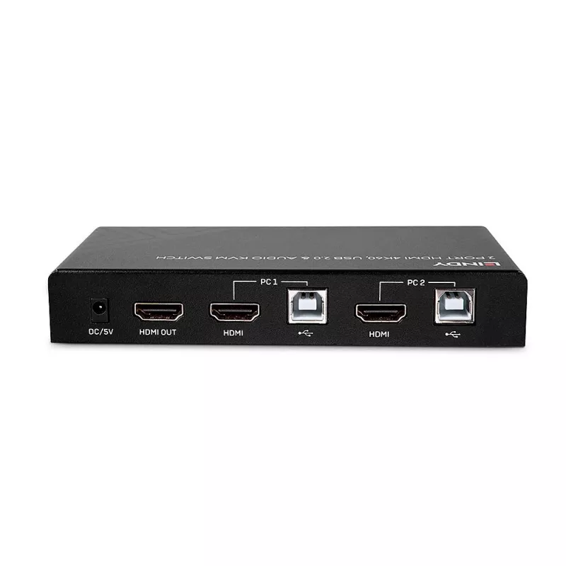 Lindy 2 Port HDMI 4K60, USB 2.0 und Audio KVM Switch, 4096 x 2160 Pixel, 4K Ultra HD, Schwarz