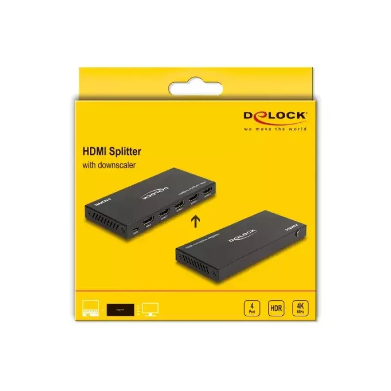 DeLOCK HDMI Splitter 1 x HDMI Eingang auf 4 x HDMI Ausgang 4K 60 Hz