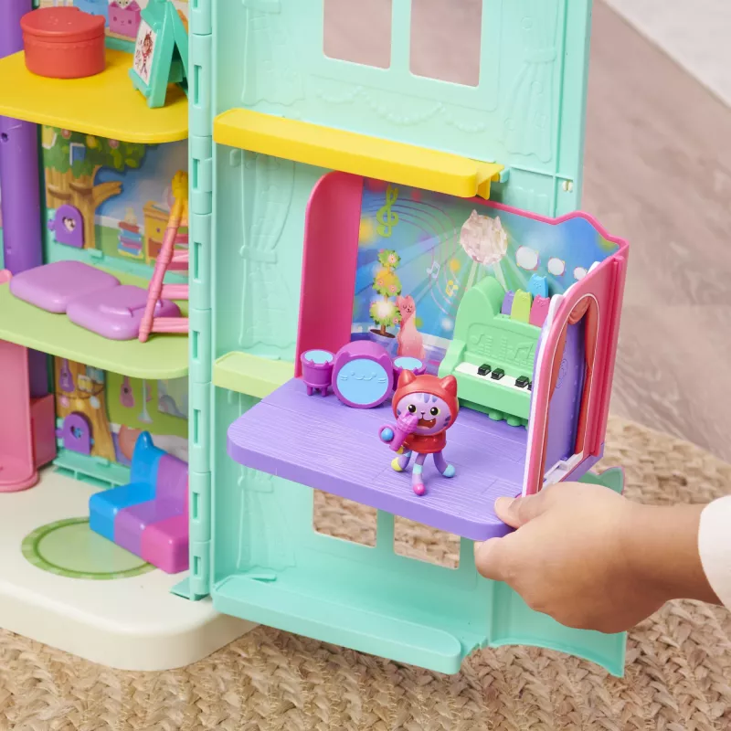 Gabbys Dollhouse, Groovy Musikzimmer mit Daniel James Catnip Figur, 2 Zubehörteilen, 2 Möbelstücken und 2 Lieferungen, Kinderspielzeug für Kinder ab 3 Jahren