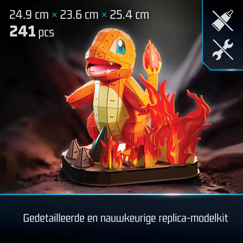 4D Build, Pokémon Charmander 3D-Modellbausatz, Pokémon-Figur, Kanto First Partner Collection, Schreibtischdeko, 241 Teile, ab 12 Jahren