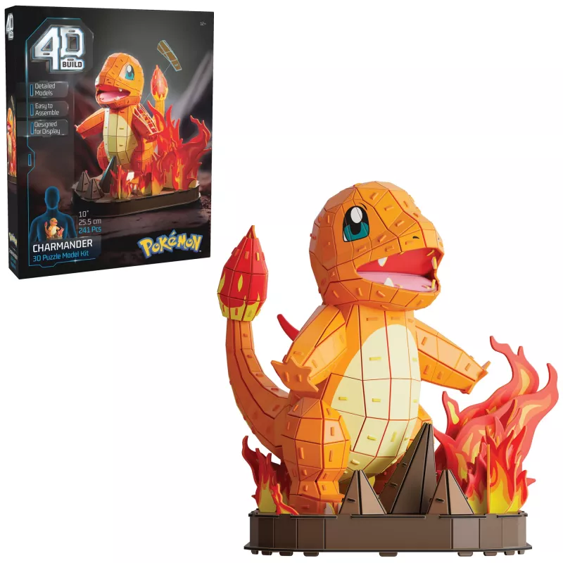 4D Build, Pokémon Charmander 3D-Modellbausatz, Pokémon-Figur, Kanto First Partner Collection, Schreibtischdeko, 241 Teile, ab 12 Jahren