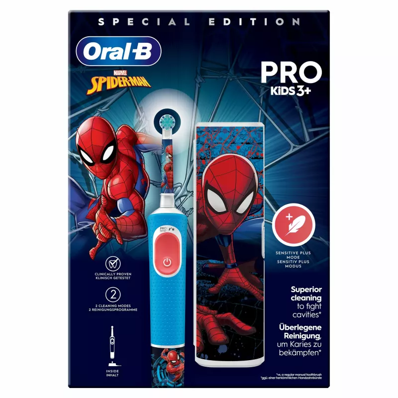 Oral-B Vitality Pro Kids Spiderman elektrische Kinderzahnbürste Blau, Rot