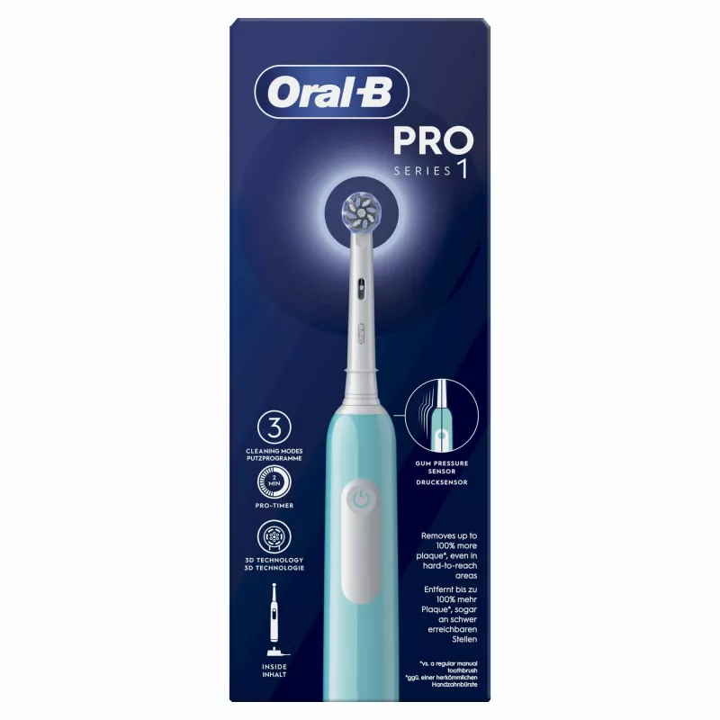 Oral-B Pro 1 Sensitive Clean Elektrische Zahnbürste für Erwachsene, rotierend-oszillierend, blau
