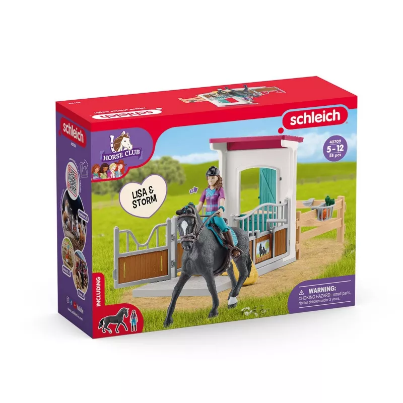 Spielzeug-Pferdebox-Set Schleich HORSE CLUB mit Lisa-Figur und Pferd Storm, Bauernhof-Spielset, empfohlenes Alter 5–12