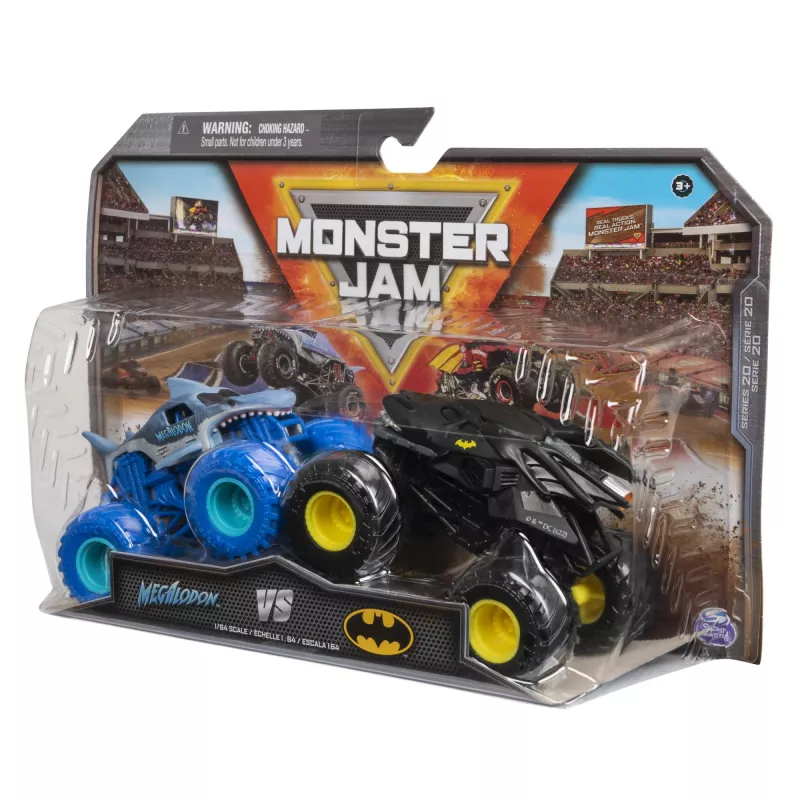 Monster Jam, offizielle Batman vs. Megalodon Druckguss-Monstertrucks, Maßstab 1:64, Spielzeug für Jungen ab 3 Jahren