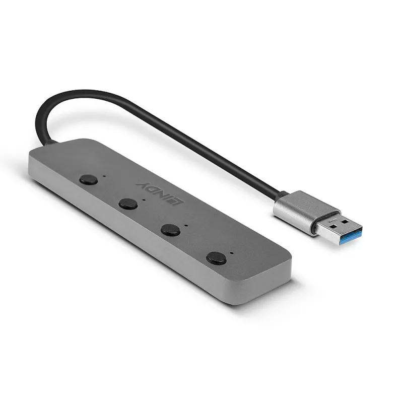 Lindy 4-Port USB 3.0 Hub mit Ein-/Ausschaltern