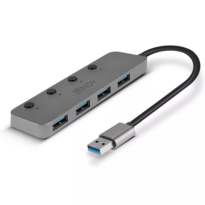 Lindy 4-Port USB 3.0 Hub mit Ein-/Ausschaltern