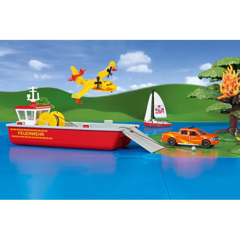 Siku Feuerwehr-Arbeitsboot Feuerwehr-Bootmodell Vormontiert 1:50