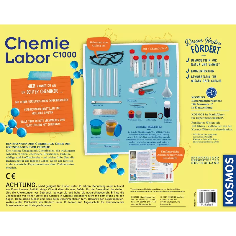 Kosmos Chemielabor C1000, Experimentierkasten, Chemie, 10 Jahr(e)