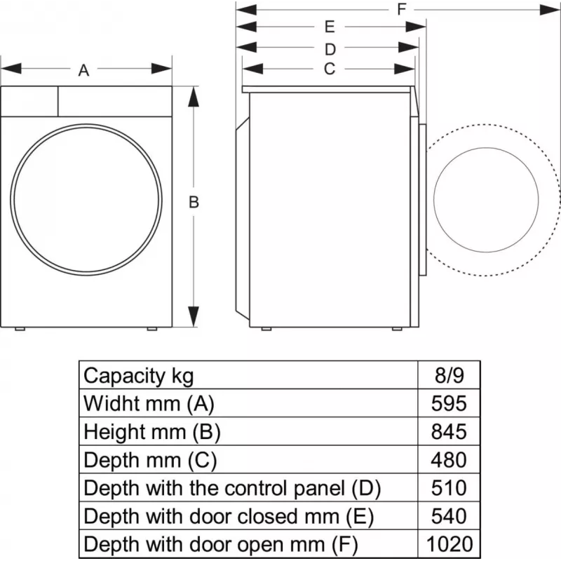 Hisense WD3S8043BW3 Waschtrockner Freistehend Frontlader Weiß