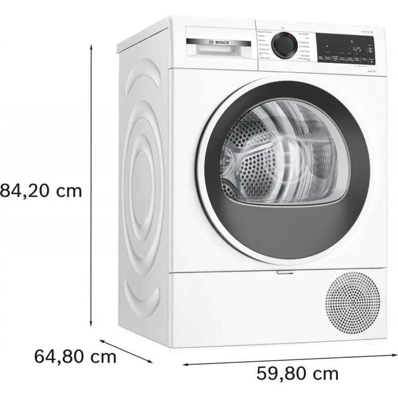Bosch Serie 6 WQG241001 Wäschetrockner Freistehend Frontlader 9 kg Weiß