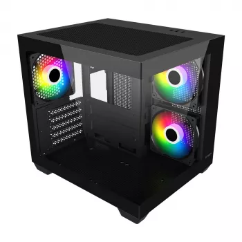 Fortron FSP Geh Mini S140 BA micro-ATX / M-ITX PC-Gehäuse, ARGB, schwarz