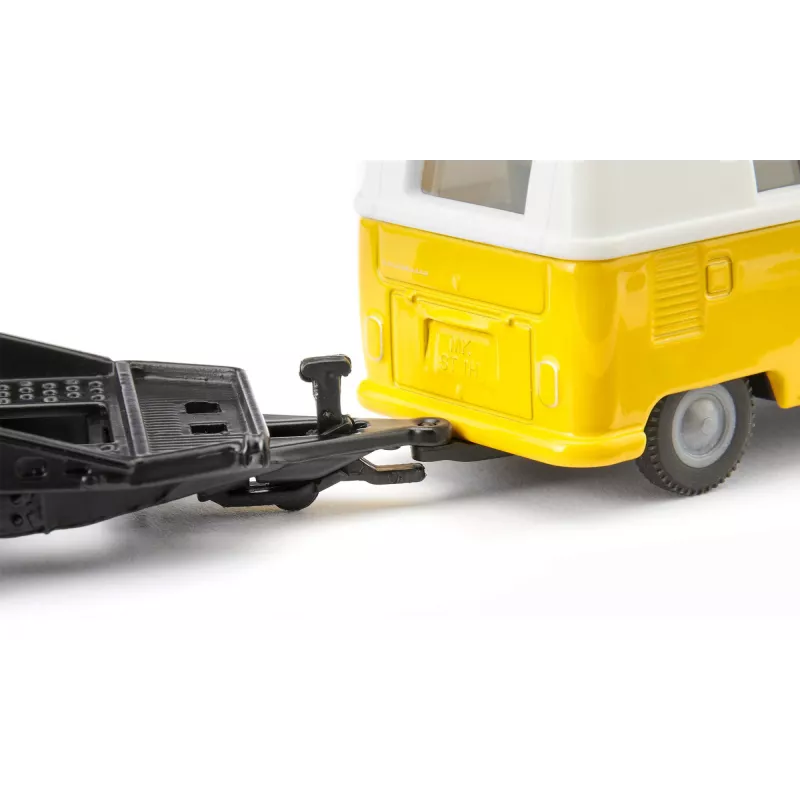 Automodell-Set Siku VW T1 mit Anhänger und VW Käfer, vormontiert 1:50, Größe 42×200×51 mm