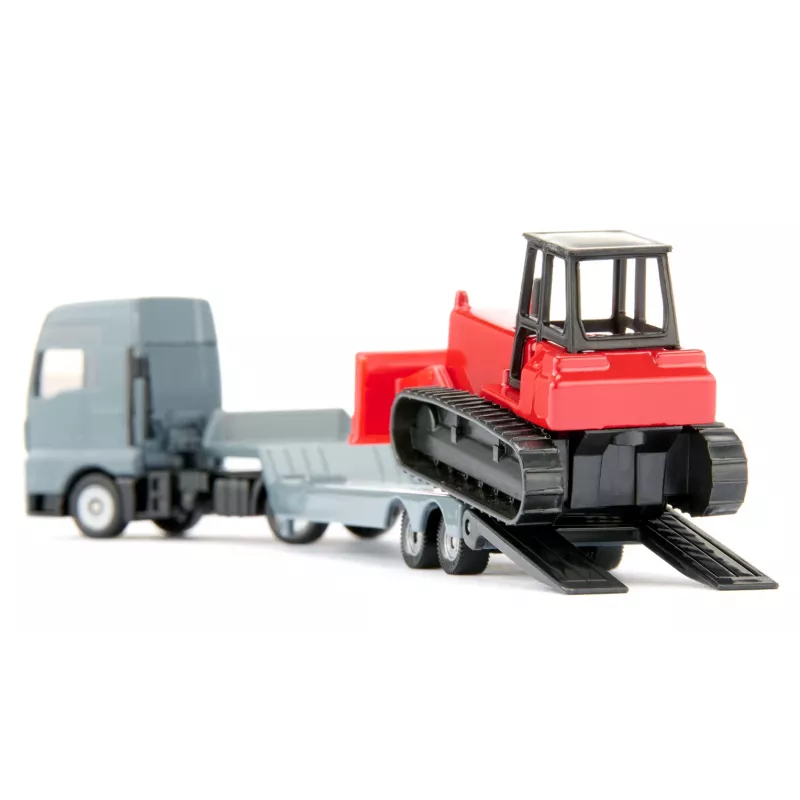Siku MAN LKW mit Planierraupe, LKW/Anhänger Modell, 1:87, MAN, Grau, Rot, China