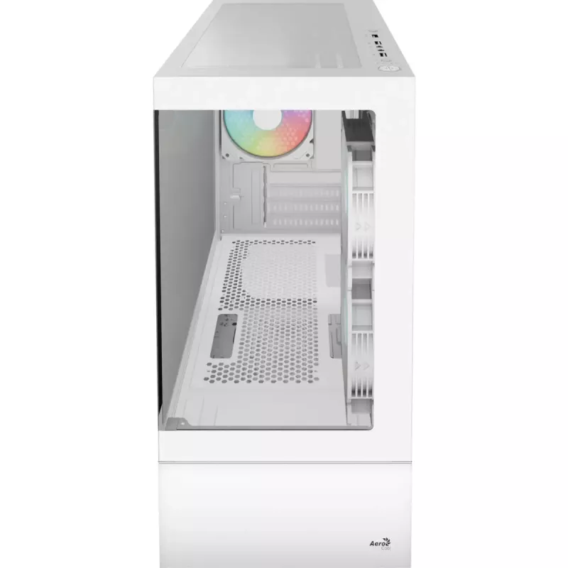 Tower-PC-Gehäuse AEROCOOL Viewport Mini-G-WT-v4 ARGB mit zwei Tempered-Glass-Panels, weiß