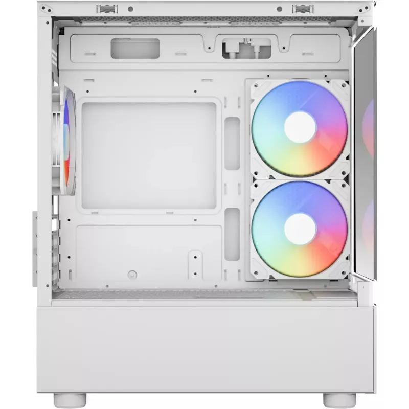 Tower-PC-Gehäuse AEROCOOL Viewport Mini-G-WT-v4 ARGB mit zwei Tempered-Glass-Panels, weiß