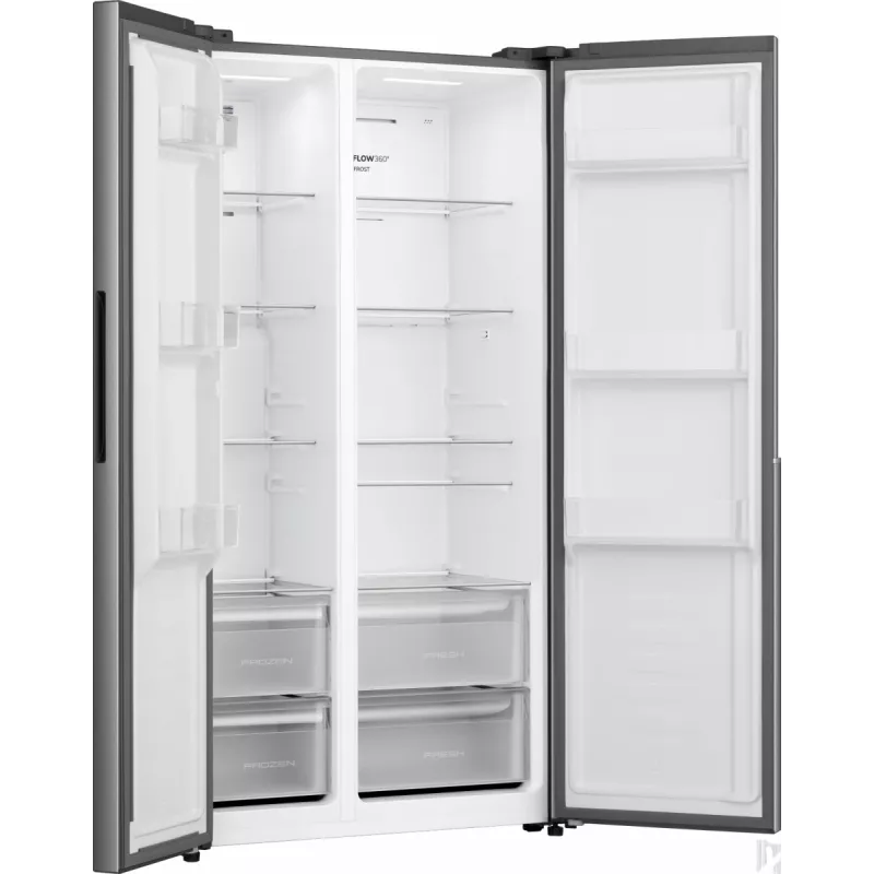 Gorenje Side by Side NRS917E41X SI, freistehend, American Door, Grau, 2 Türen, Touch, LED