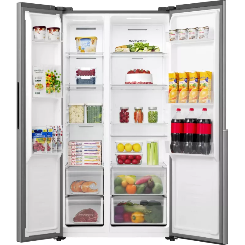 Gorenje Side by Side NRS917E41X SI, freistehend, American Door, Grau, 2 Türen, Touch, LED