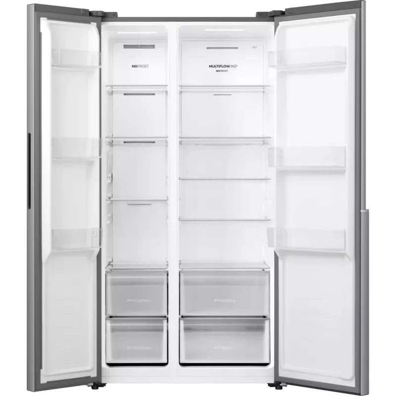 Gorenje Side by Side NRS917E41X SI, freistehend, American Door, Grau, 2 Türen, Touch, LED