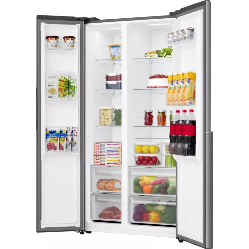 Gorenje Side by Side NRS917E41X SI, freistehend, American Door, Grau, 2 Türen, Touch, LED