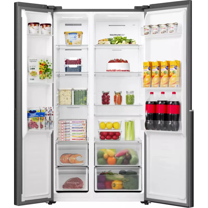 Gorenje HZF55082 NRS917E41BX G400, Freistehend, American Door, Schwarz, 2 Türen, Touch, LED