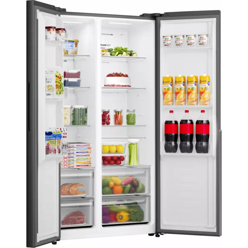 Gorenje HZF55082 NRS917E41BX G400, Freistehend, American Door, Schwarz, 2 Türen, Touch, LED