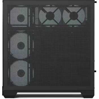 Tower-Gehäuse APNX V2-F-BK-v1 mit drei gehärteten Glasplatten, schwarz